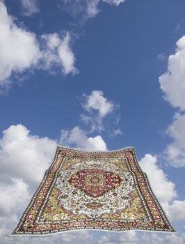 magic carpet in a blue sky