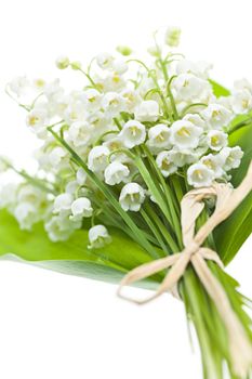 Lily of the valley flowers bouquet isolated on white background