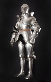 Armour of the medieval knight. Metal protection of the soldier against the weapon of the opponent