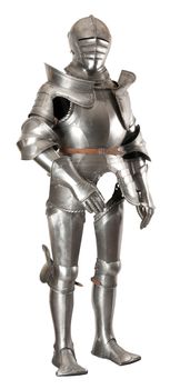 Armour of the medieval knight. Metal protection of the soldier against the weapon of the opponent