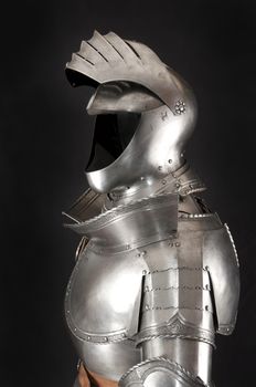 Armour of the medieval knight. Metal protection of the soldier against the weapon of the opponent