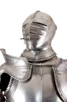 Armour of the medieval knight. Metal protection of the soldier against the weapon of the opponent