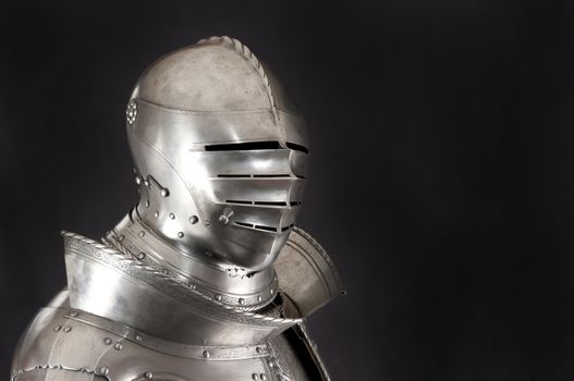 Armour of the medieval knight. Metal protection of the soldier against the weapon of the opponent