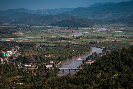 Mountain view point from wat thaton in mae ai Chiangmai the north of Thailand