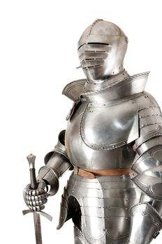 Armour of the medieval knight. Metal protection of the soldier against the weapon of the opponent