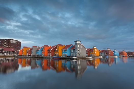 colorful buildings on water, Groningen, Netherlands