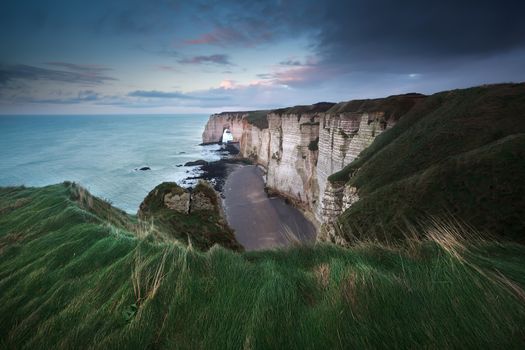 high cliffs on Atlantic ocean coast, Normandy, France