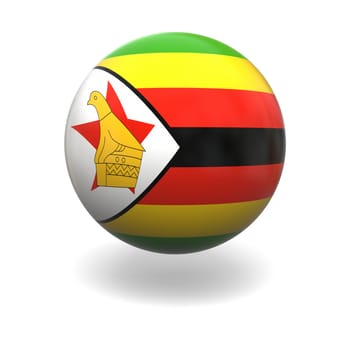 National flag of Zimbabwe on sphere isolated on white background
