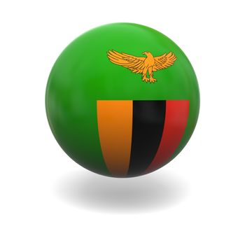 National flag of Zambia on sphere isolated on white background