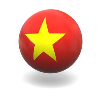National flag of Vietnam on sphere isolated on white background