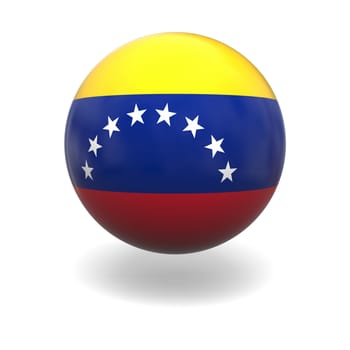 National flag of Venezuela on sphere isolated on white background