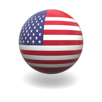 National flag of USA on sphere isolated on white background