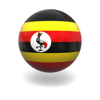 National flag of Uganda on sphere isolated on white background