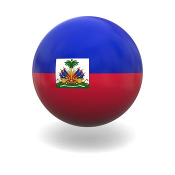 National flag of Haiti on sphere isolated on white background