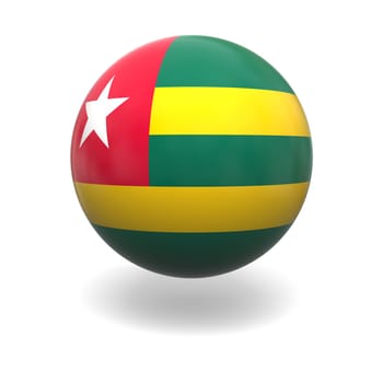 National flag of Togo on sphere isolated on white background