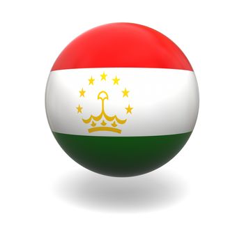 National flag of Tajikistan on sphere isolated on white background