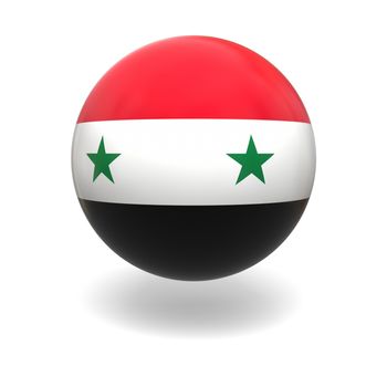 National flag of Syria on sphere isolated on white background