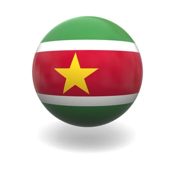 National flag of Suriname on sphere isolated on white background