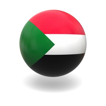National flag of Sudan on sphere isolated on white background