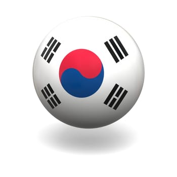 National flag of South Korea on sphere isolated on white background