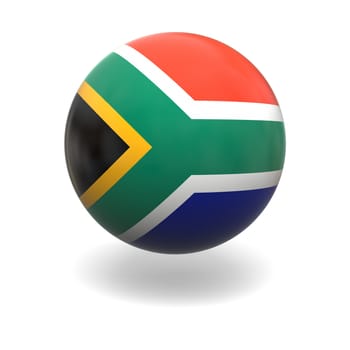 National flag of South Africa on sphere isolated on white background
