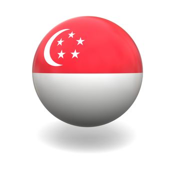 National flag of Singapore on sphere isolated on white background