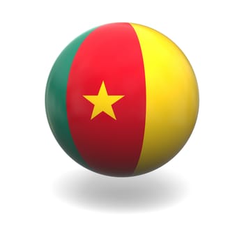 National flag of Cameroon on sphere isolated on white background