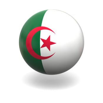 National flag of Algeria on sphere isolated on white background