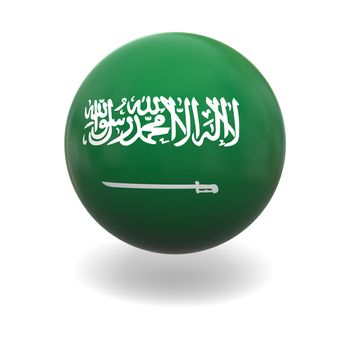 National flag of Saudi Arabia on sphere isolated on white background