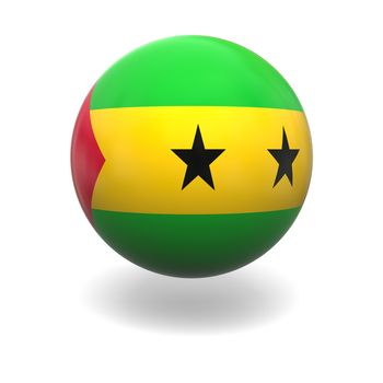 National flag of Sao Tome on sphere isolated on white background