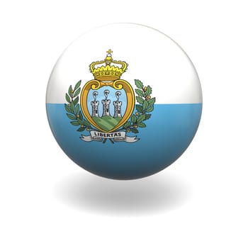 National flag of San Marino on sphere isolated on white background