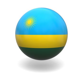National flag of Rwanda on sphere isolated on white background