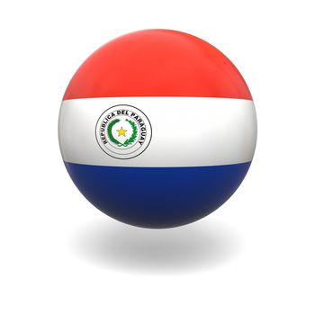 National flag of Paraguay on sphere isolated on white background