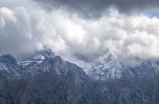 clouds over mountain peaks, Bavaria, Germany