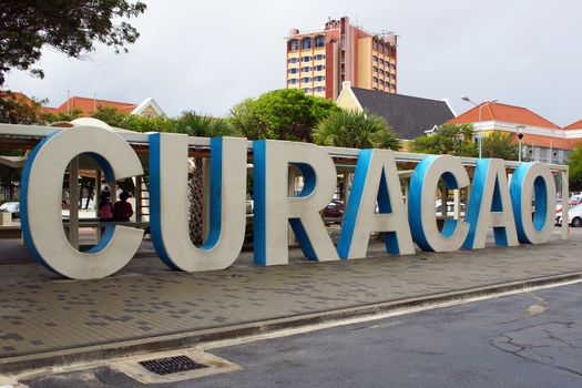 WILLEMSTAD, CURACAO - DECEMBER 10, 2013: Curacao logo in downtown of Willemstad on December 10, 2013 in Curacao, ABC Islands