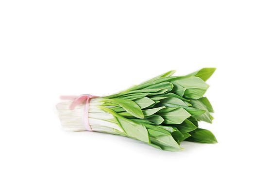 Ramson onion cluster over white background