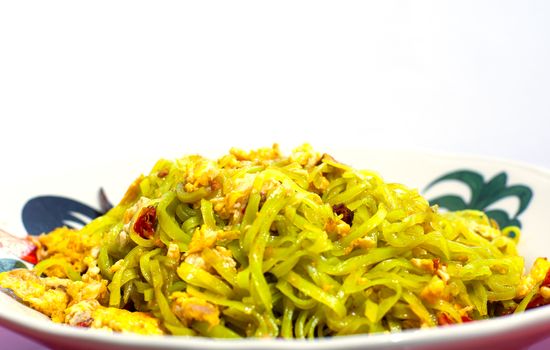 Jade Fried noodle dishes on white background