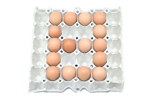 8 , eggs number on white background