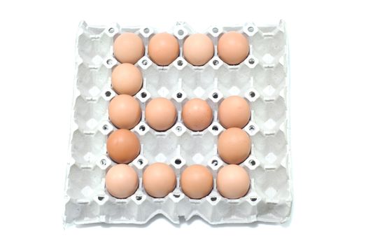 6 , eggs number on white background