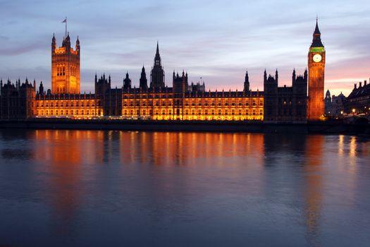 The Houses of Parliment as seen from across the Thames River