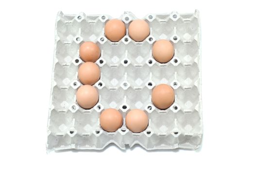 C , eggs alphabet on white background