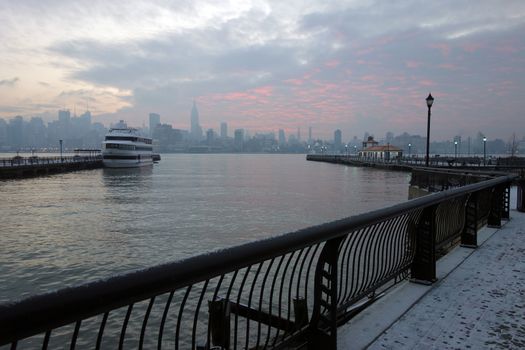 A sunrise view of Manhattan as seen from Hoboken New Jersey