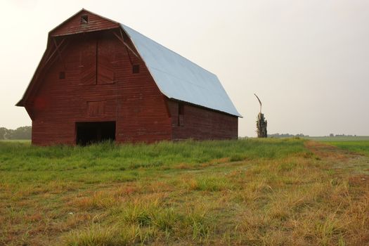 A red barn found out in the countryside