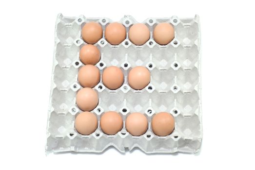 E , eggs alphabet on white background