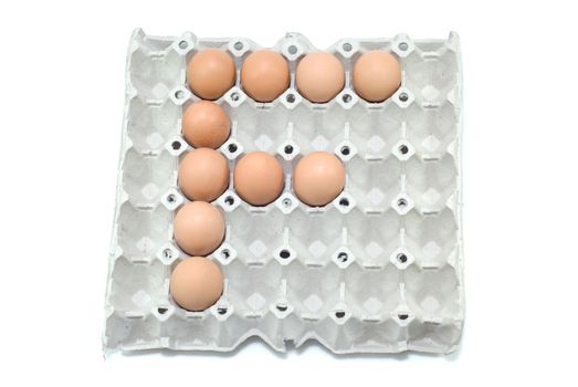 F , eggs alphabet on white background