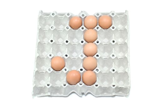 J , eggs alphabet on white background