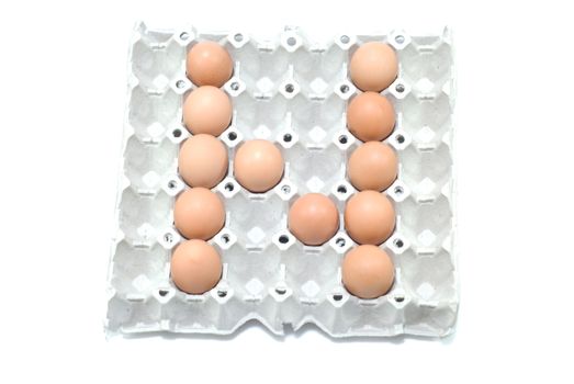 N , eggs alphabet on white background