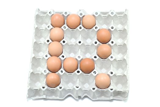 R , eggs alphabet on white background