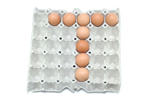 T , eggs alphabet on white background