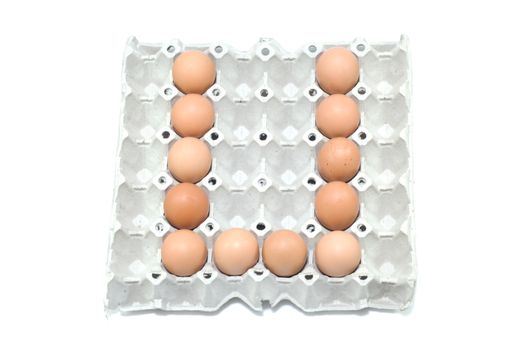 U , eggs alphabet on white background